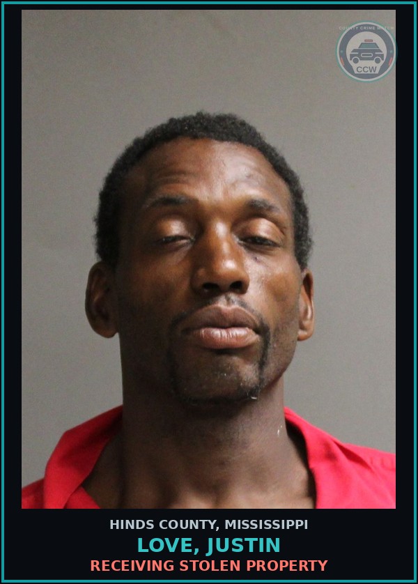 Booking mugshot of Love, Justin in Hinds County