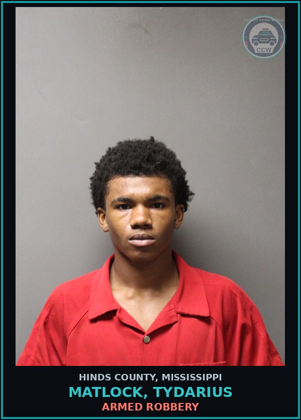 Booking mugshot of Matlock, Tydarius in Hinds County