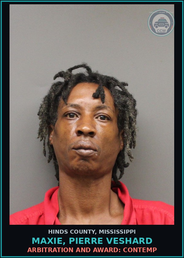 Booking mugshot of Maxie, Pierre Veshard in Hinds County