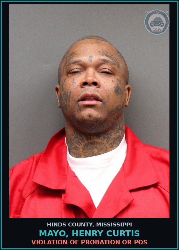 Booking mugshot of Mayo, Henry Curtis in Hinds County
