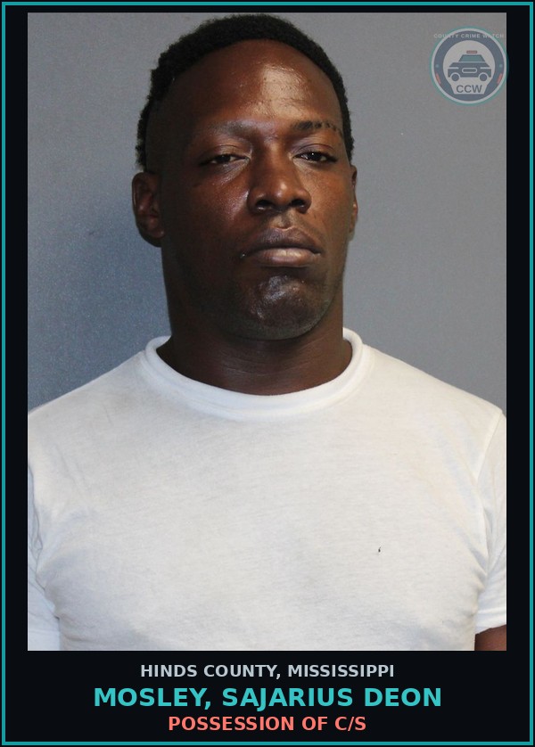 Booking mugshot of Mosley, Sajarius Deon in Hinds County