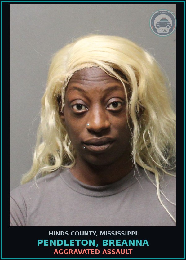 Booking mugshot of Pendleton, Breanna in Hinds County