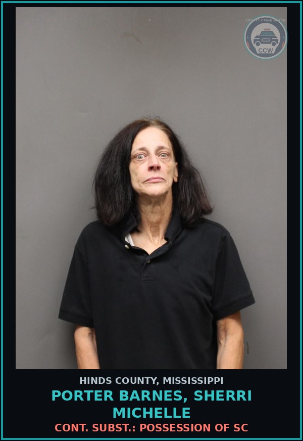 Booking mugshot of Porter Barnes, Sherri Michelle in Hinds County