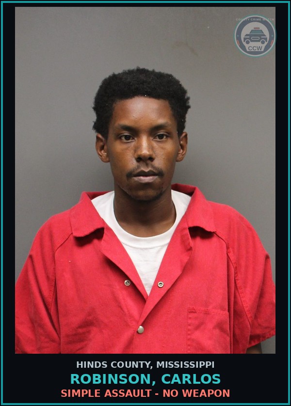 Booking mugshot of Robinson, Carlos in Hinds County