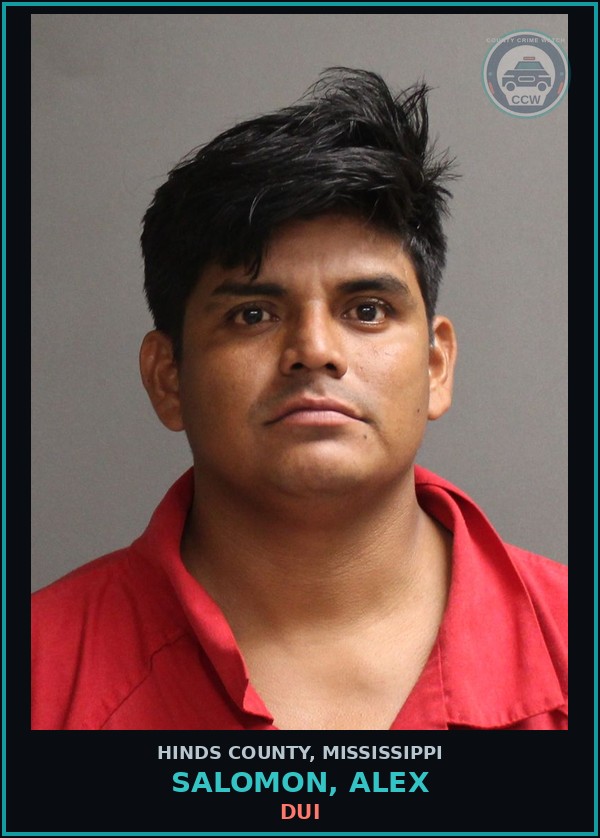 Booking mugshot of Salomon, Alex in Hinds County