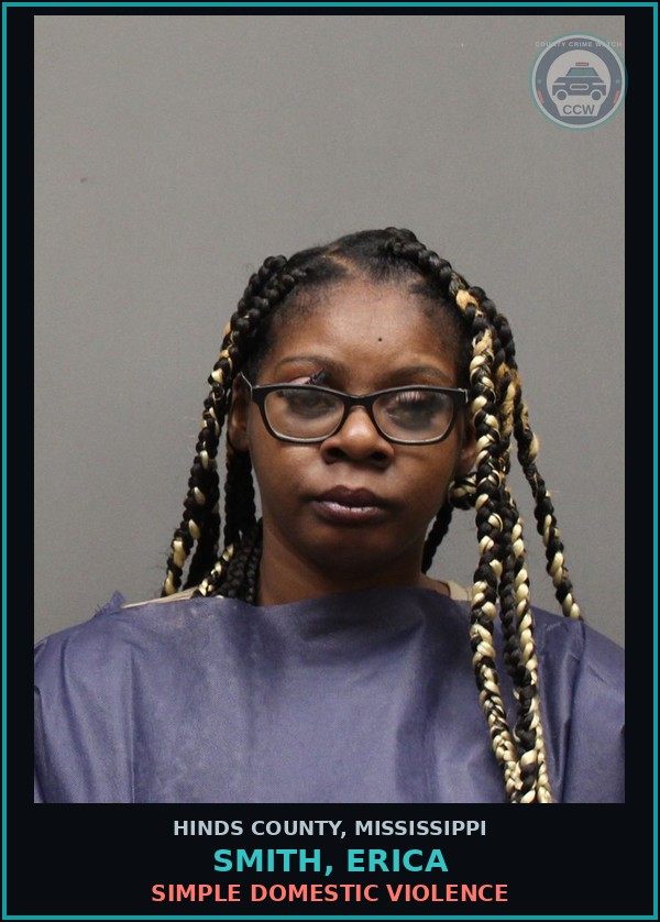 Booking mugshot of Smith, Erica in Hinds County