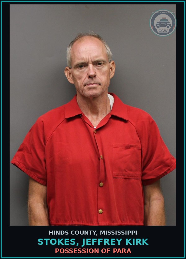 Booking mugshot of Stokes, Jeffrey Kirk in Hinds County