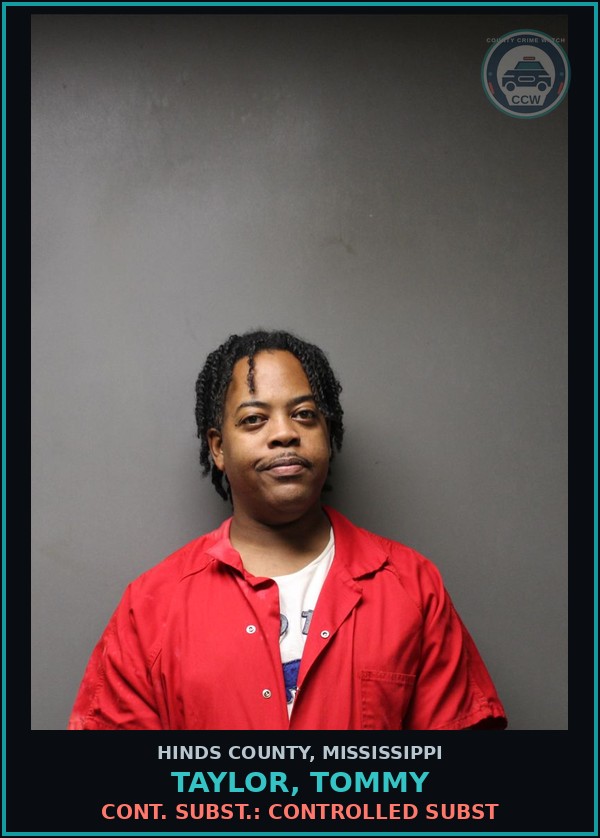 Booking mugshot of Taylor, Tommy in Hinds County