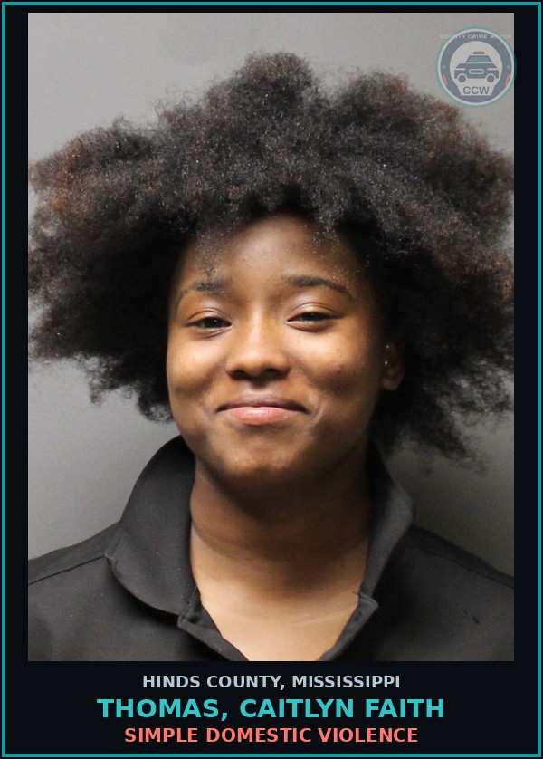 Booking mugshot of Thomas, Caitlyn Faith in Hinds County