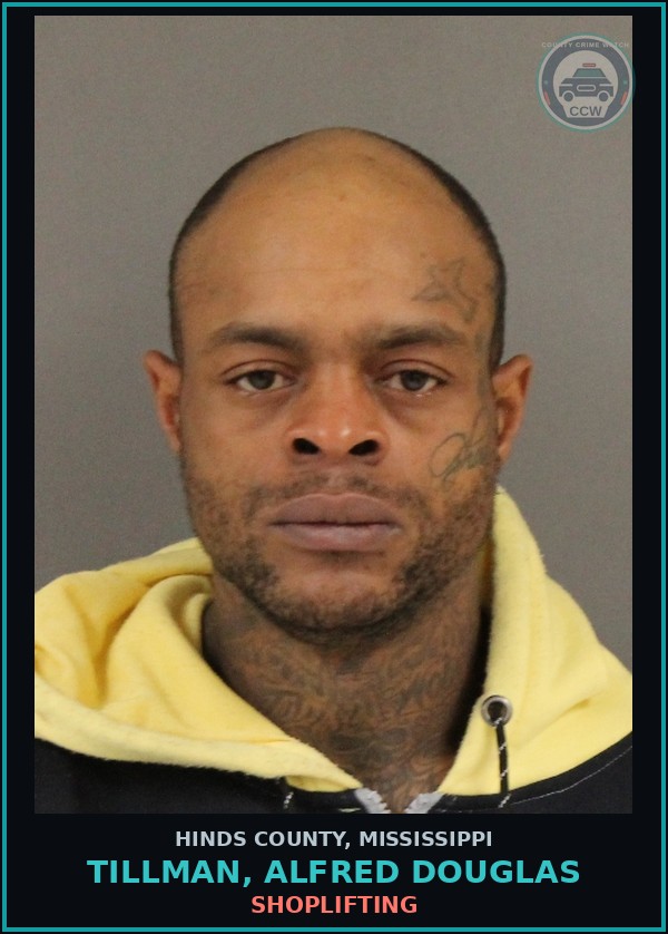 Booking mugshot of Tillman, Alfred Douglas in Hinds County
