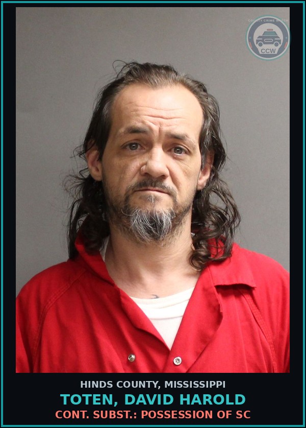 Booking mugshot of Toten, David Harold in Hinds County