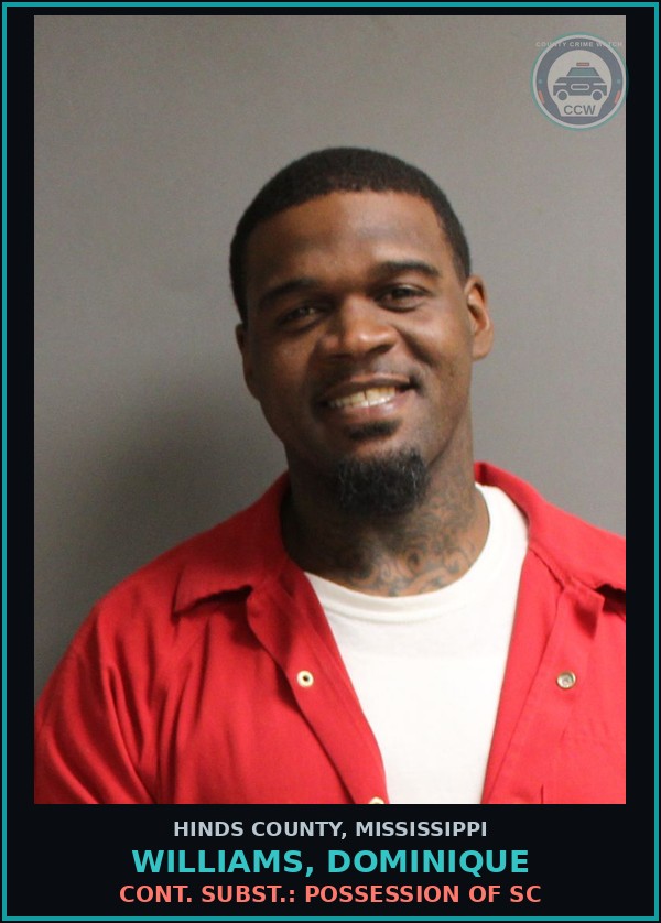 Booking mugshot of Williams, Dominique in Hinds County