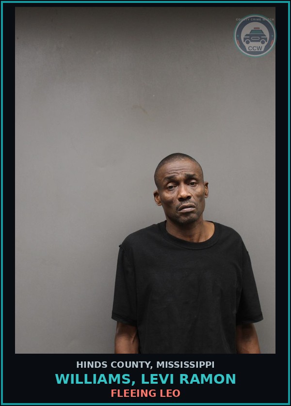 Booking mugshot of Williams, Levi Ramon in Hinds County
