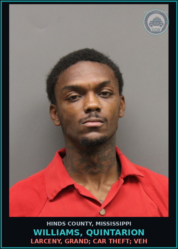 Booking mugshot of Williams, Quintarion in Hinds County