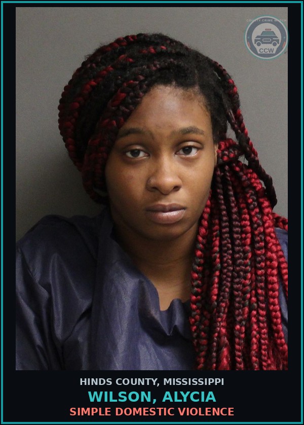 Booking mugshot of Wilson, Alycia in Hinds County