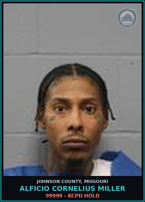 Booking mugshot of Alficio Cornelius Miller in Johnson County