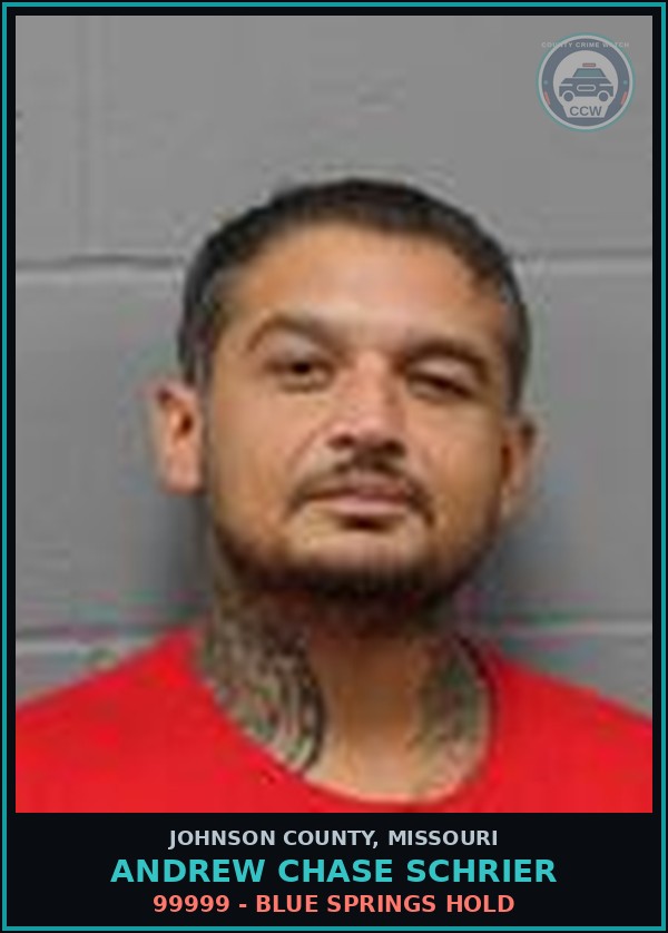 Booking mugshot of Andrew Chase Schrier in Johnson County