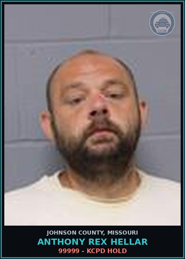 Booking mugshot of Anthony Rex Hellar in Johnson County