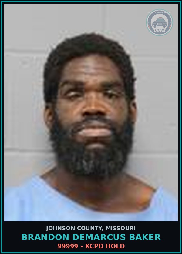Booking mugshot of Brandon Demarcus Baker in Johnson County