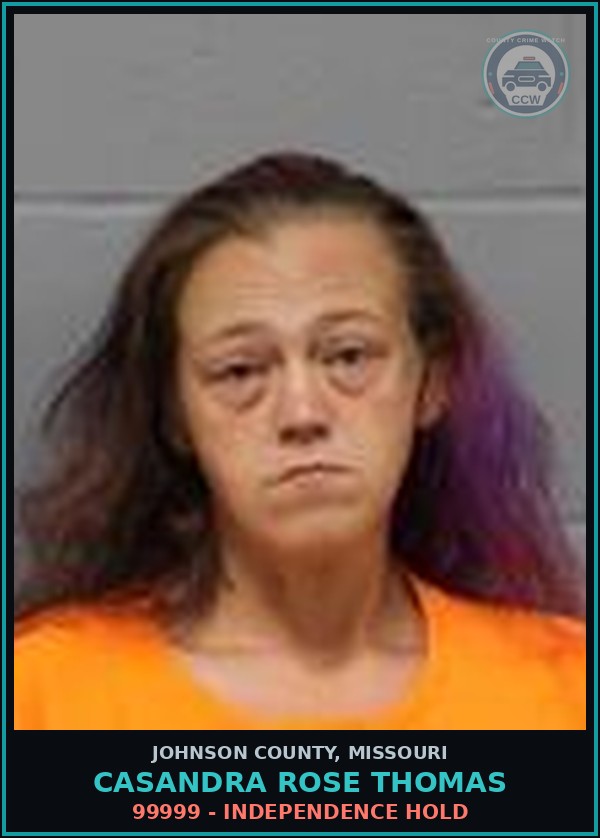 Booking mugshot of Casandra Rose Thomas in Johnson County