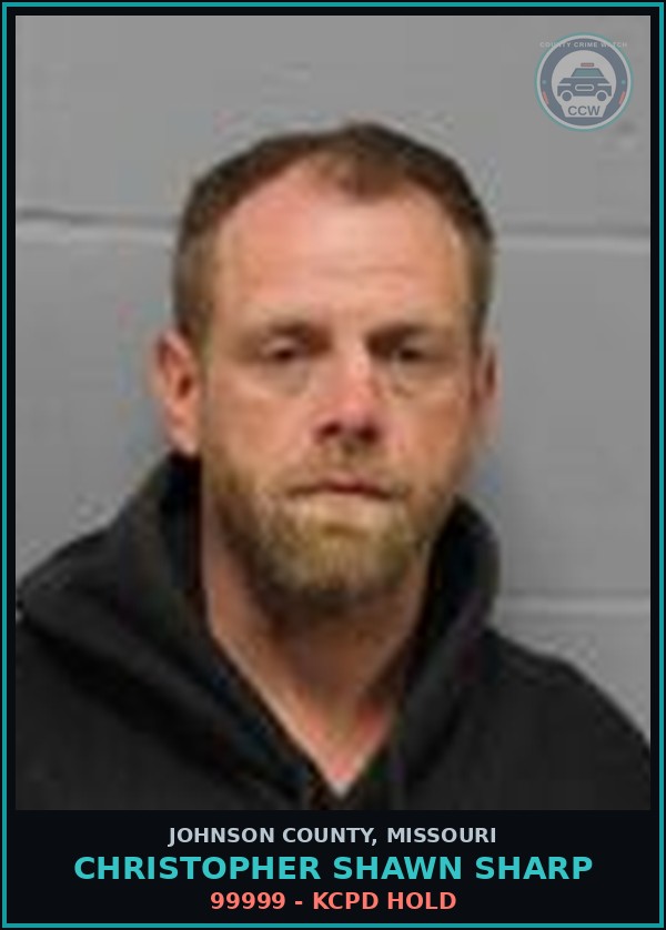 Booking mugshot of Christopher Shawn Sharp in Johnson County