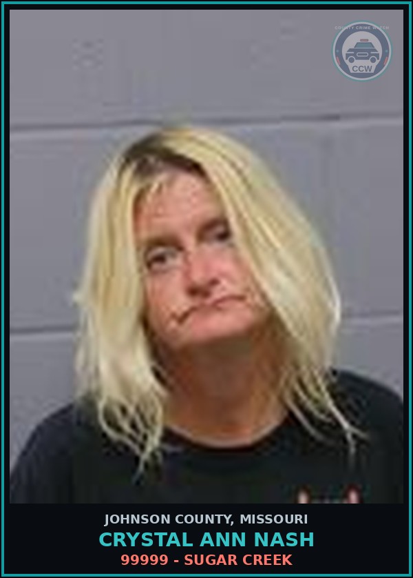 Booking mugshot of Crystal Ann Nash in Johnson County
