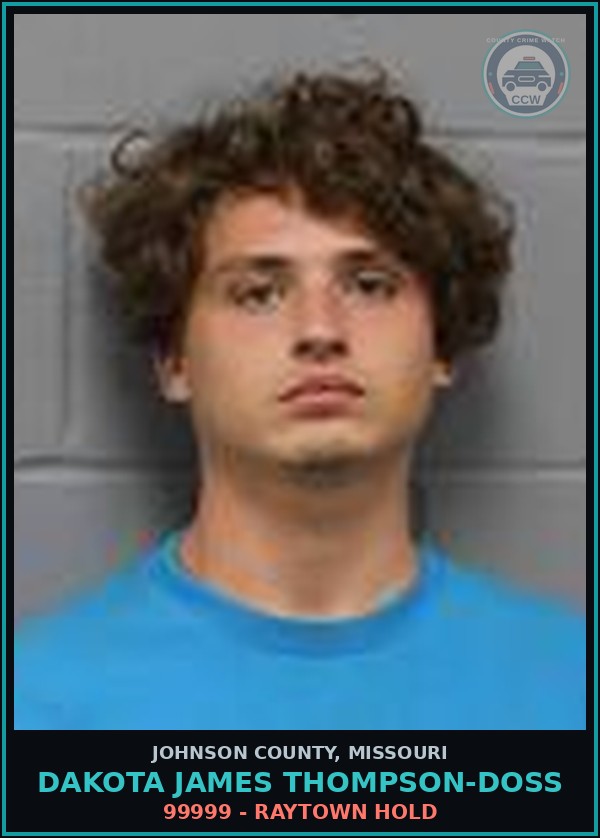 Booking mugshot of Dakota James Thompson-Doss in Johnson County