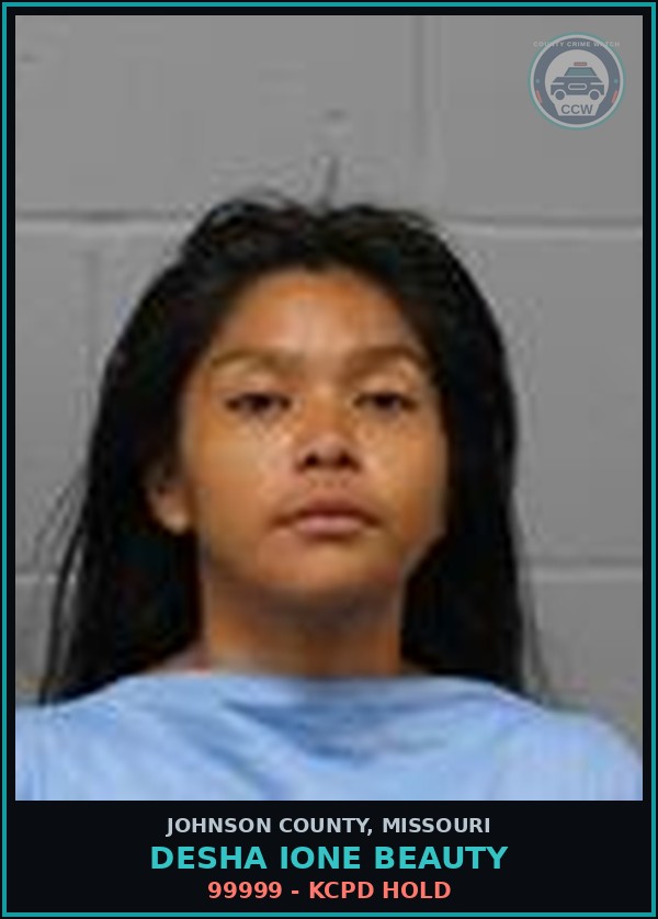 Booking mugshot of Desha Ione Beauty in Johnson County