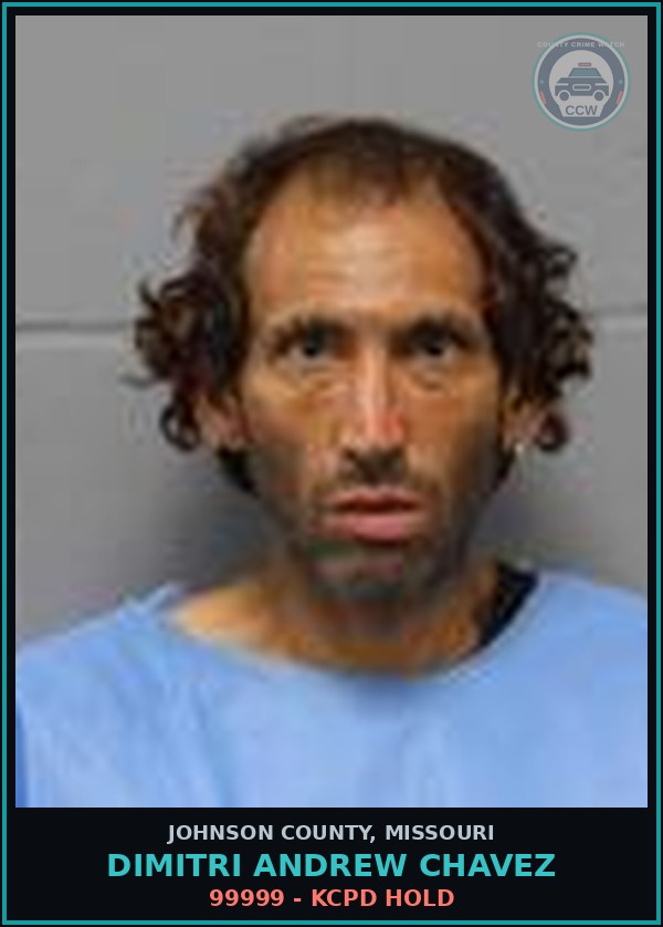 Booking mugshot of Dimitri Andrew Chavez in Johnson County