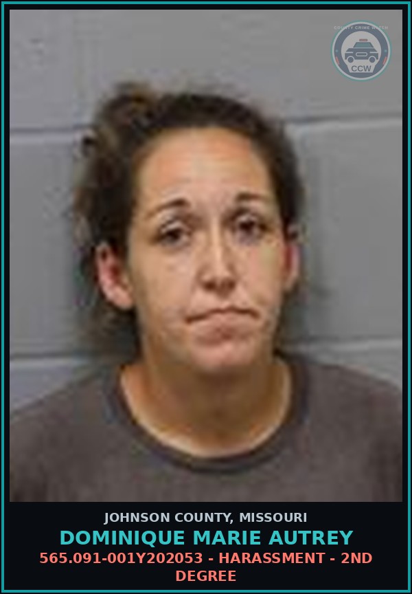 Booking mugshot of Dominique Marie Autrey in Johnson County