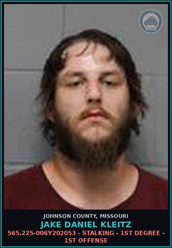 Booking mugshot of Jake Daniel Kleitz in Johnson County