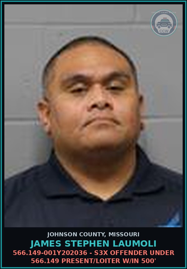 Booking mugshot of James Stephen Laumoli in Johnson County
