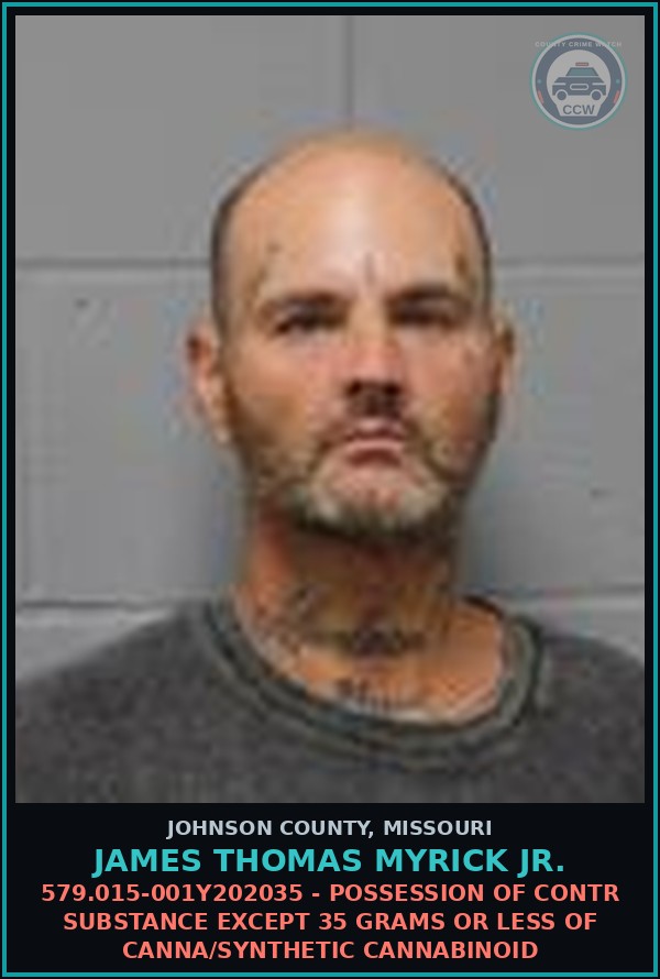 Booking mugshot of James Thomas Myrick Jr. in Johnson County