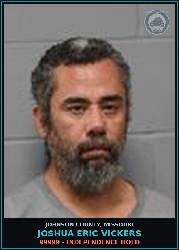 Booking mugshot of Joshua Eric Vickers in Johnson County