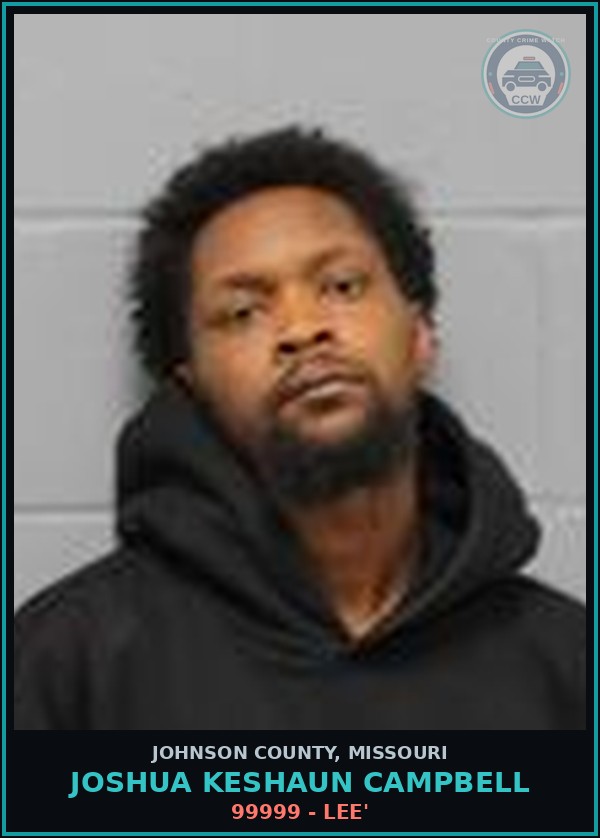 Booking mugshot of Joshua Keshaun Campbell in Johnson County
