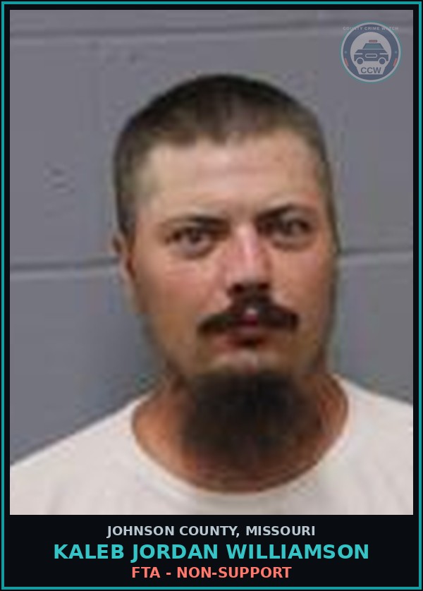 Booking mugshot of Kaleb Jordan Williamson in Johnson County
