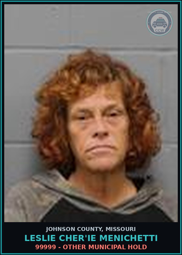 Booking mugshot of Leslie Cher'Ie Menichetti in Johnson County