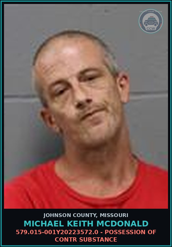 Booking mugshot of Michael Keith Mcdonald in Johnson County