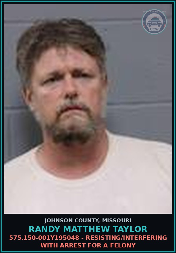 Booking mugshot of Randy Matthew Taylor in Johnson County