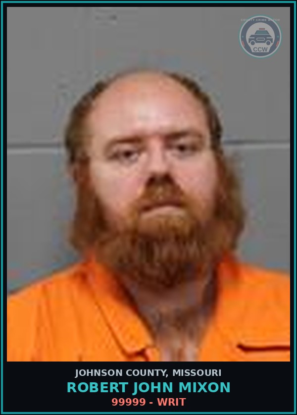 Booking mugshot of Robert John Mixon in Johnson County
