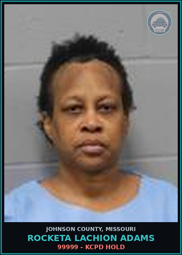 Booking mugshot of Rocketa Lachion Adams in Johnson County