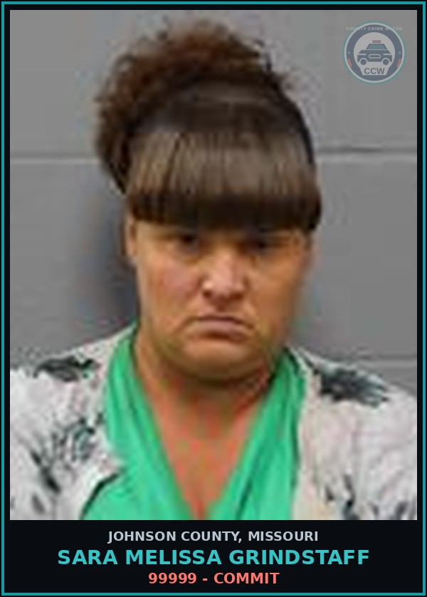 Booking mugshot of Sara Melissa Grindstaff in Johnson County