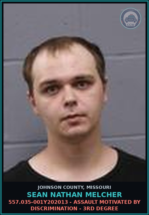 Booking mugshot of Sean Nathan Melcher in Johnson County