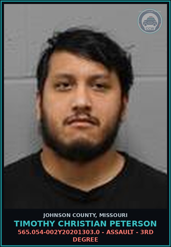 Booking mugshot of Timothy Christian Peterson in Johnson County