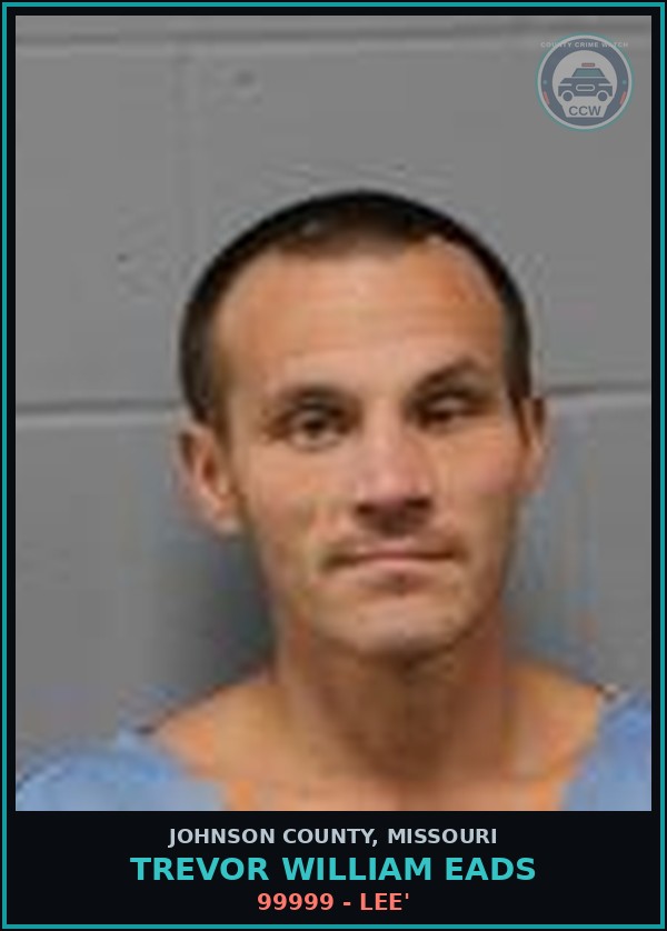 Booking mugshot of Trevor William Eads in Johnson County