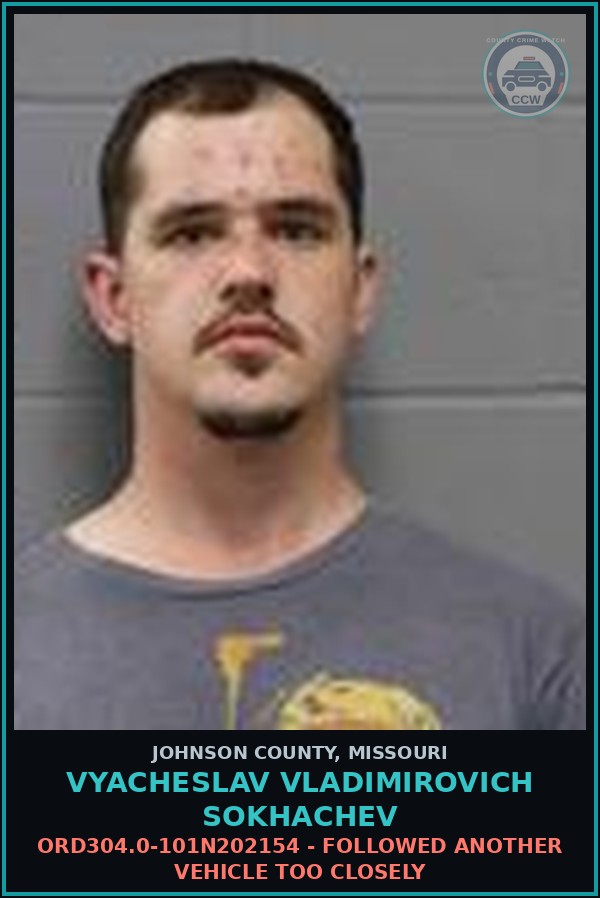 Booking mugshot of Vyacheslav Vladimirovich Sokhachev in Johnson County