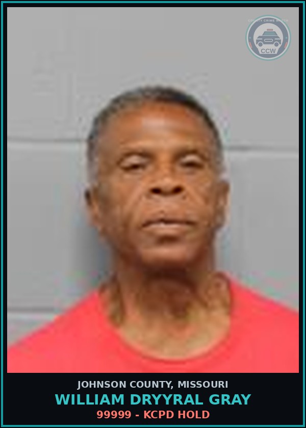 Booking mugshot of William Dryyral Gray in Johnson County