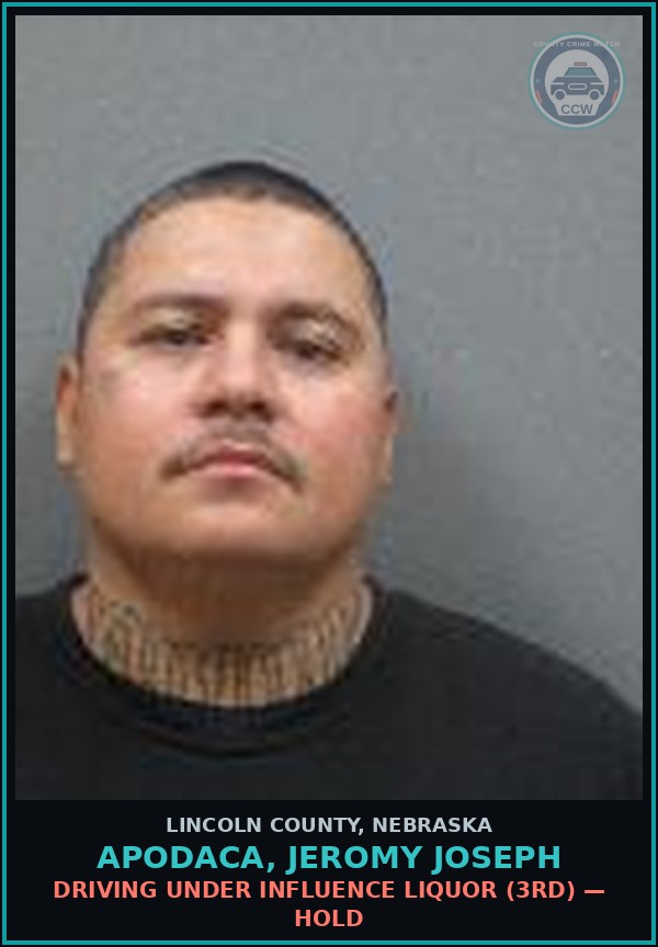 Booking mugshot of Apodaca, Jeromy Joseph in Lincoln County