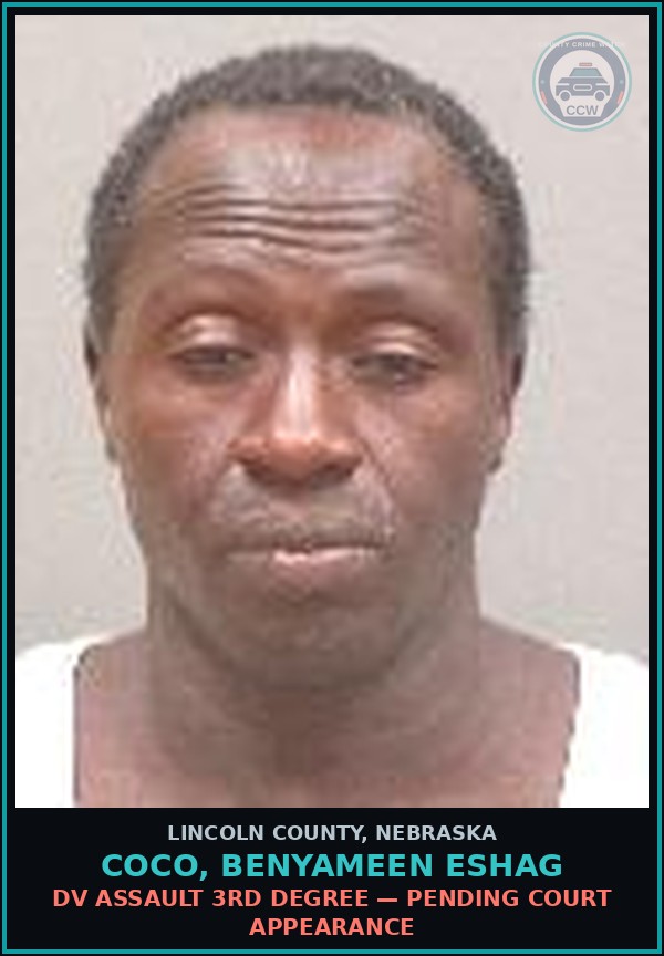 Booking mugshot of Coco, Benyameen Eshag in Lincoln County