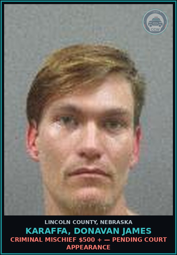 Booking mugshot of Karaffa, Donavan James in Lincoln County
